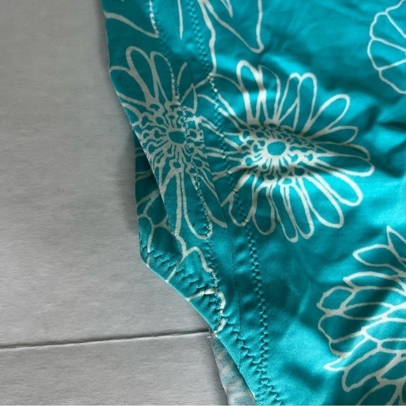Y2k 90’s Victoria’s Secret floral one piece swimsuit turquoise & white size 10 - Picture 3 of 14